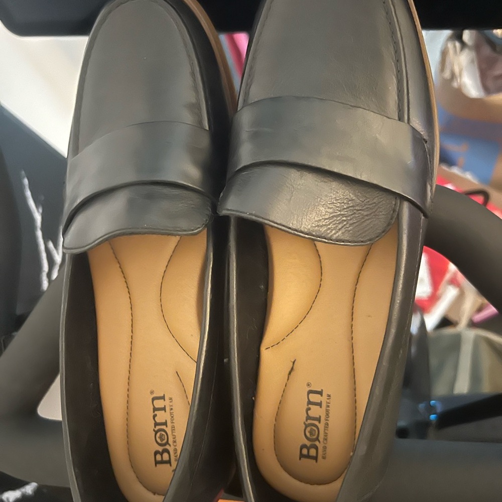 Born Black Leather Loafers